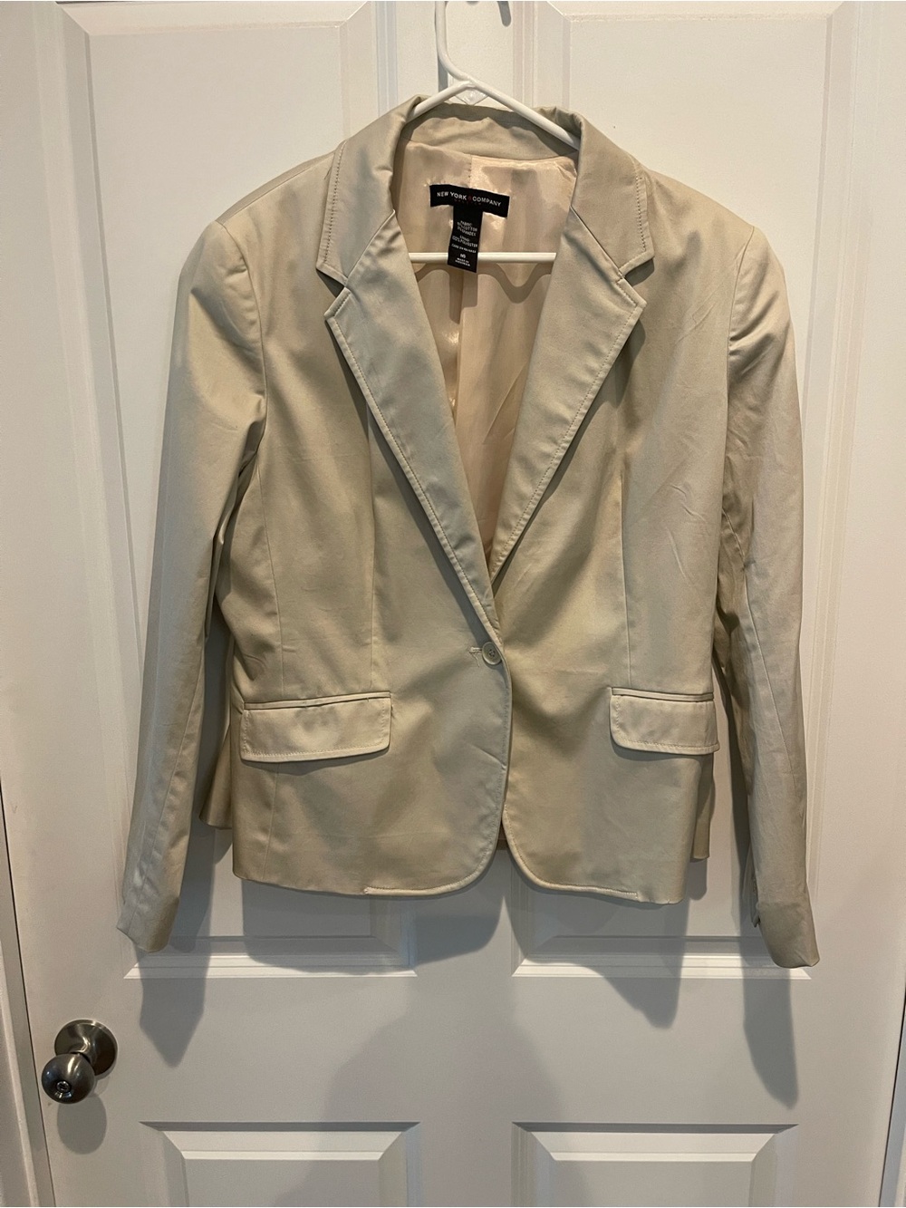 New York & Company Light Cream Notch-Lapel Blazer